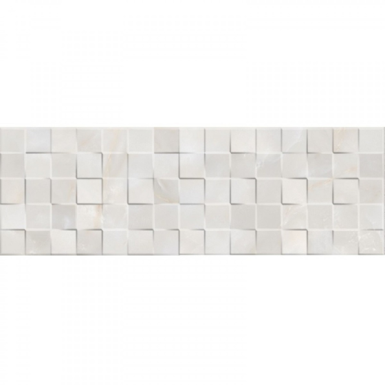 Tajmahal Decorado Cubik Onix K 25×75 Γυαλιστερό και ανάγλυφο πλακάκι λευκής μάζας με απομίμηση όνυχας